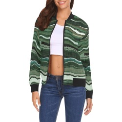 Camo brushstrokes green 3 All Over Print Bomber Jacket for Women (Model H19)