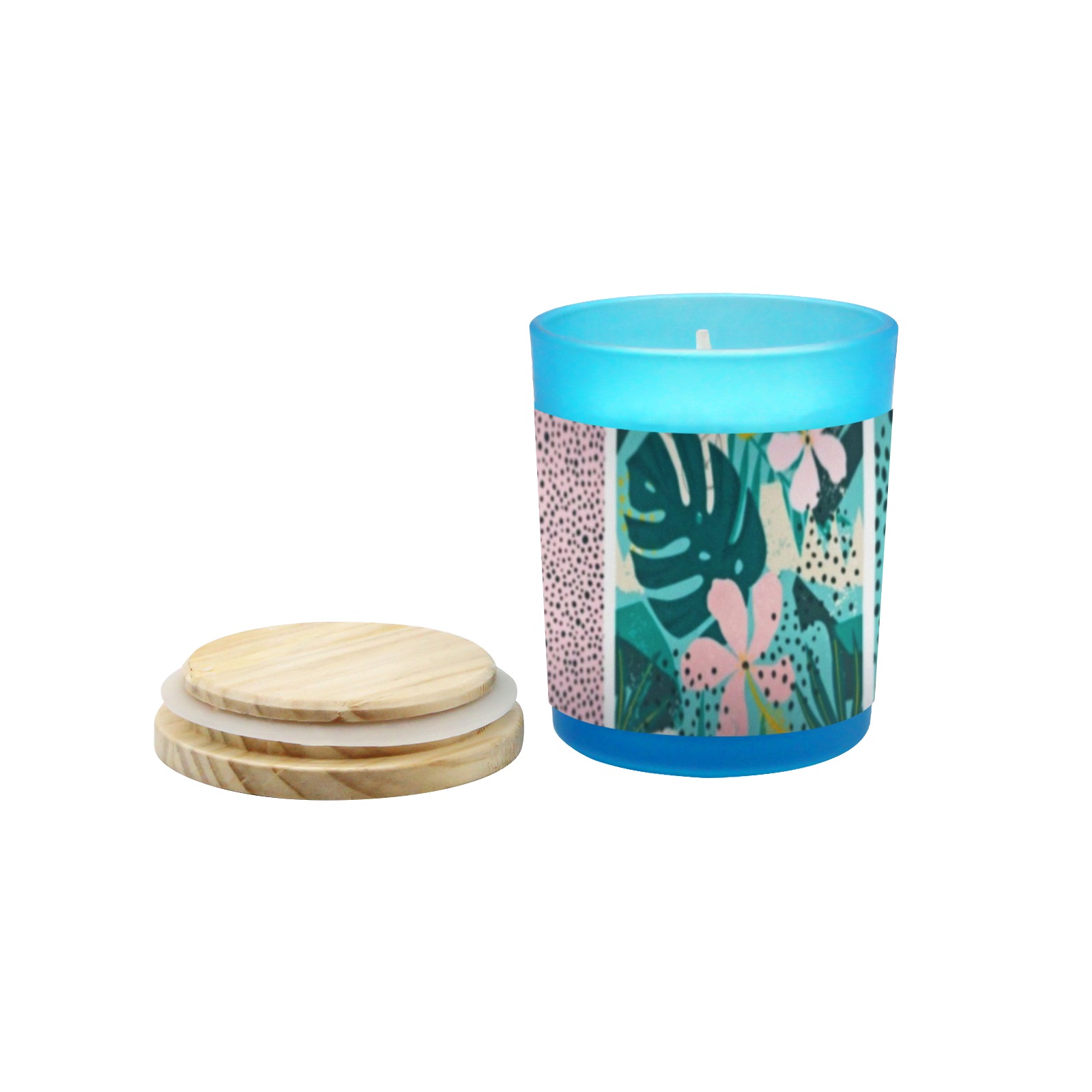 bb ftre Blue Glass Candle Cup (Wood Sage & Sea Salt)