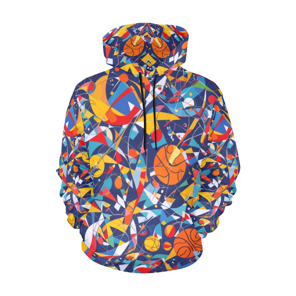 Basketball balls colorful geometric abstract art. All Over Print Hoodie for Men (USA Size) (Model H13)