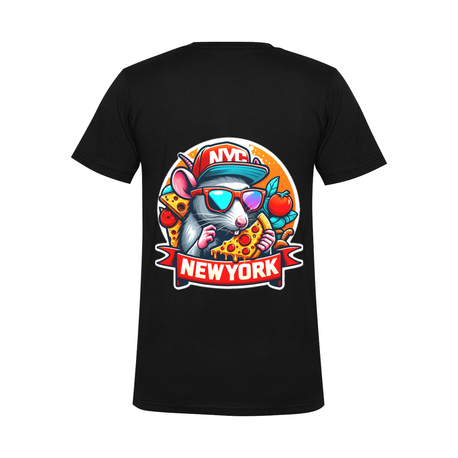 NYC RAT EATING NEW YORK PIZZA 2 Men's V-Neck T-shirt (USA Size) (Model T10)