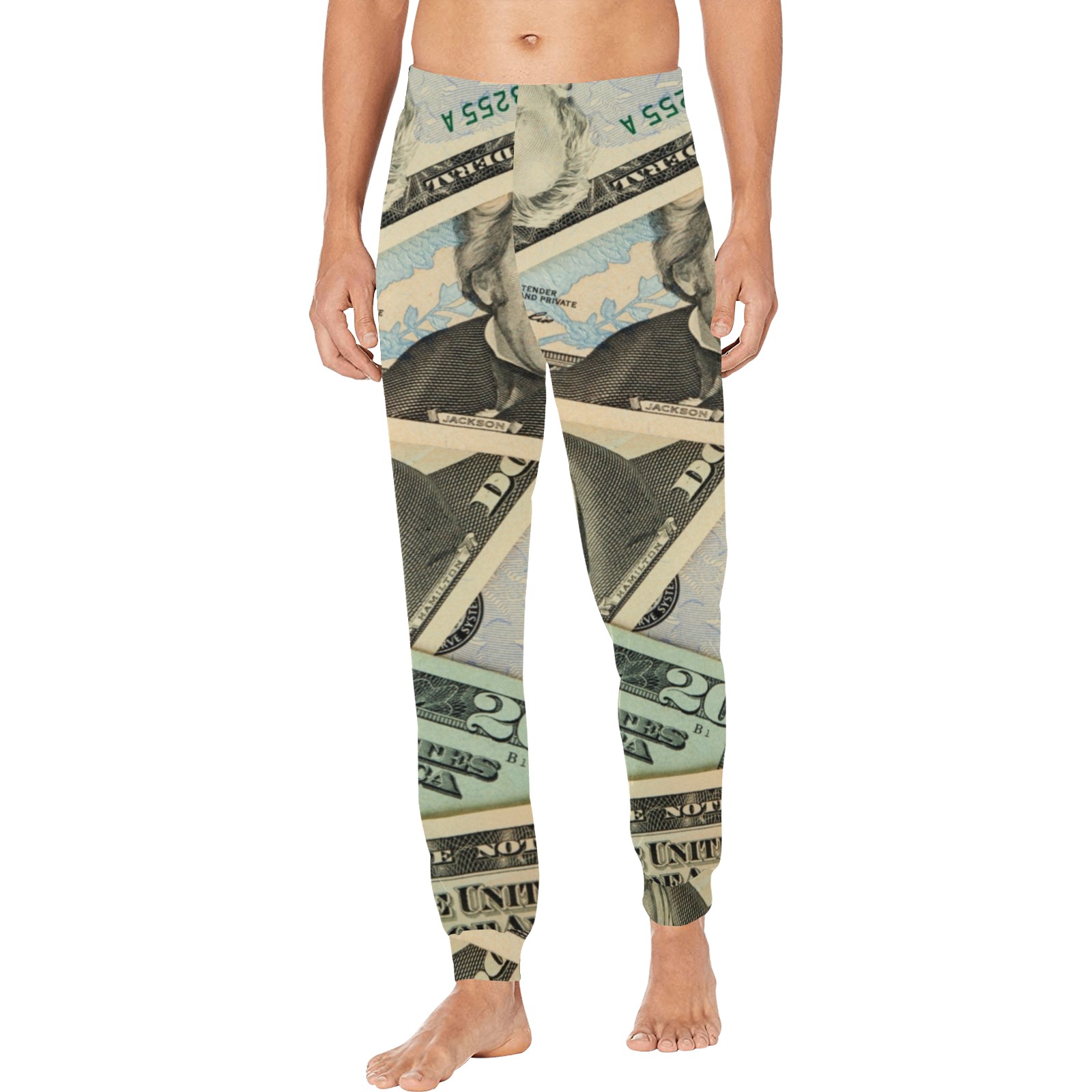 US PAPER CURRENCY Men's Pajama Trousers with Custom Cuff