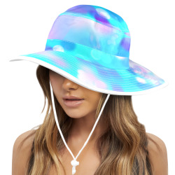 Purple And Blue Bokeh 7518 Wide Brim Bucket Hat