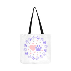 Pink and Purple Dog Cat Pet Lovers Hearts and Stars Paw Print Design Reusable Shopping Bag Model 1660 (Two sides)