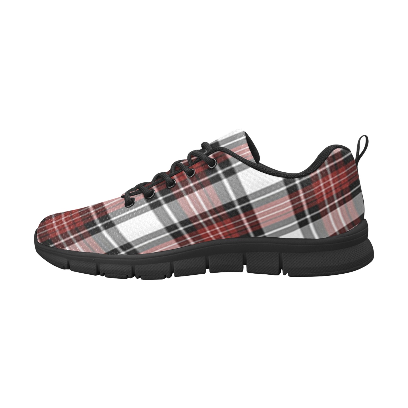 Red Black Plaid Men's Breathable Running Shoes (Model 055)