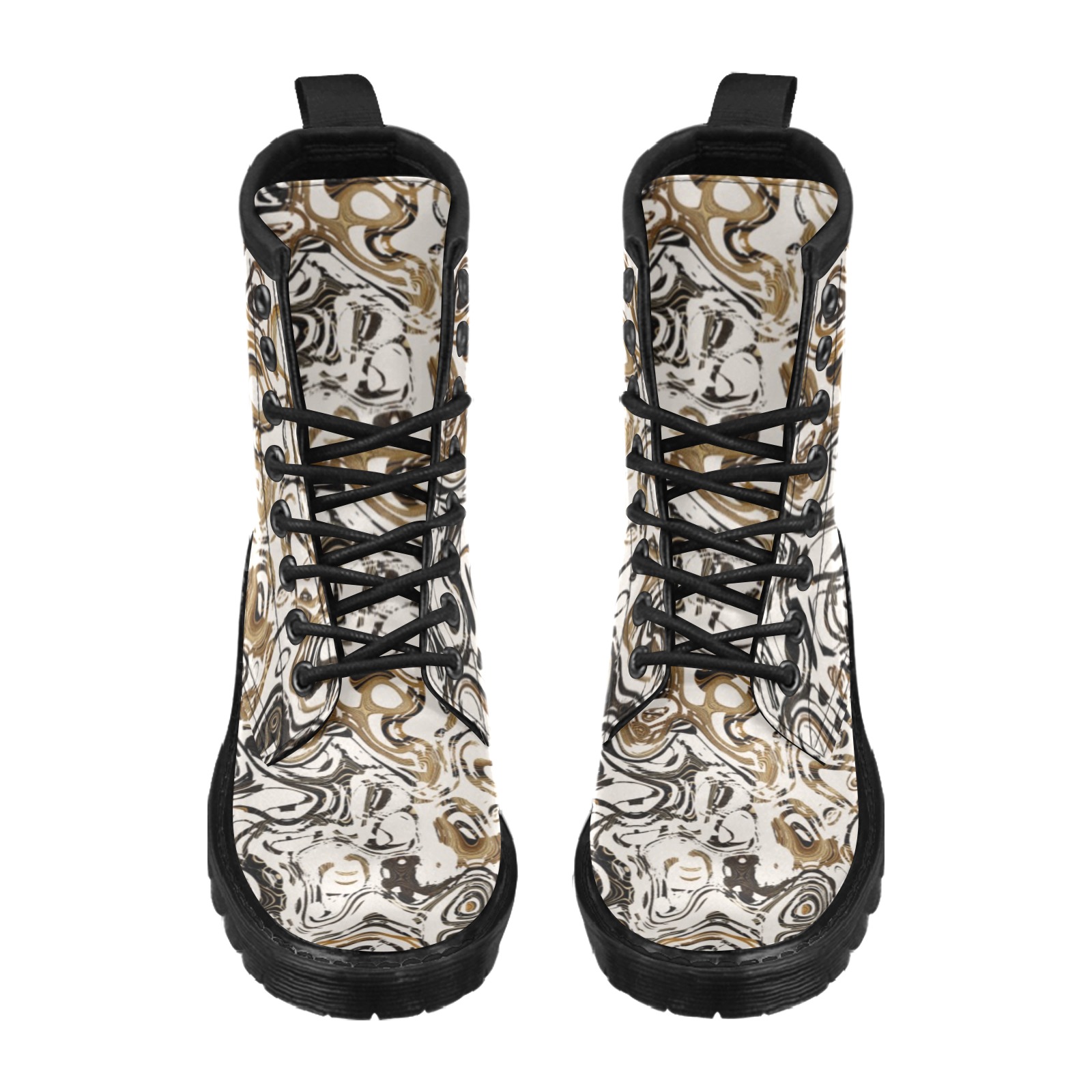 Marble Bronze Women's PU Leather Martin Boots (Model 402H)