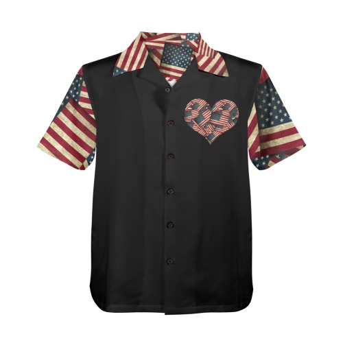 Patriotic USA American Flag Art / Black Men's All Over Print Hawaiian Shirt (Model T58)