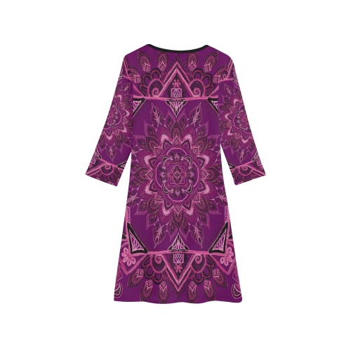 gamba purple Girls' Long Sleeve Dress (Model D59)