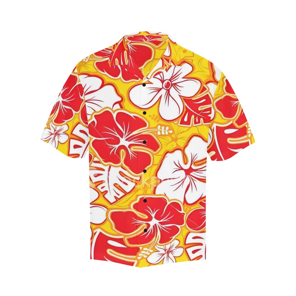 Hibiscus Flowers Hawaiian Shirt with Merged Design (Model T58)