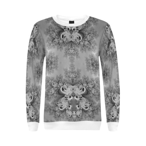 Cloudy Day in the Garden Frost Fractal All Over Print Crewneck Sweatshirt for Women (Model H18)