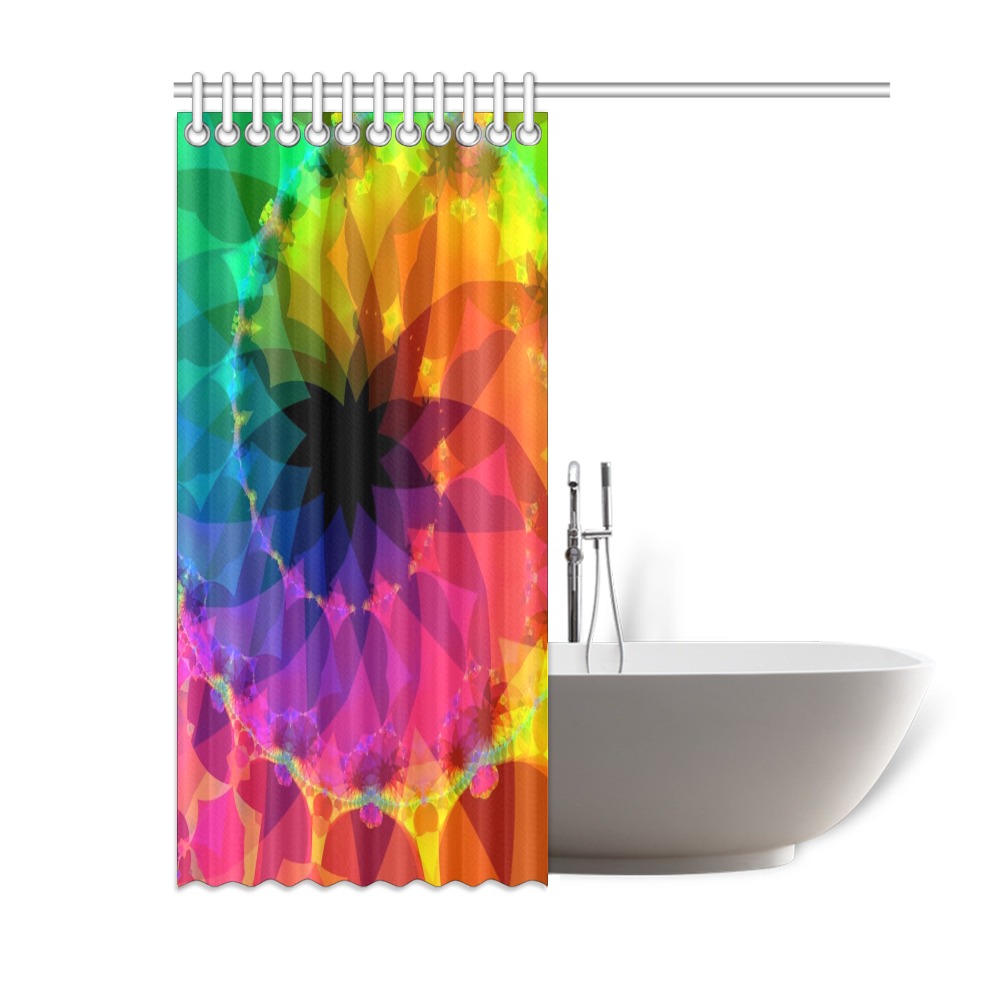 Colorful Spiral Fractal Shower Curtain 60"x72"