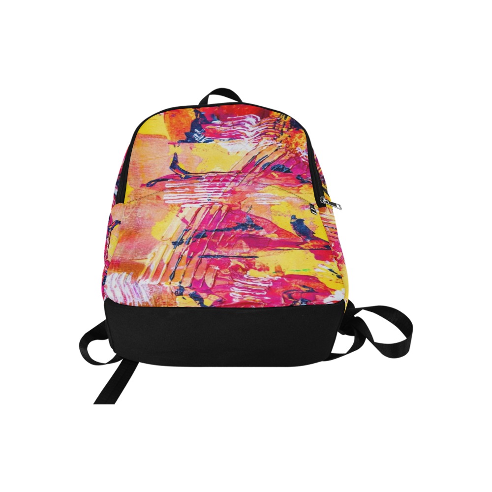 Bookbag - Acrylic Paint Design - Yellow, Fuchsia, White, Black, - Textured Paint Fabric Backpack for Adult (Model 1659)