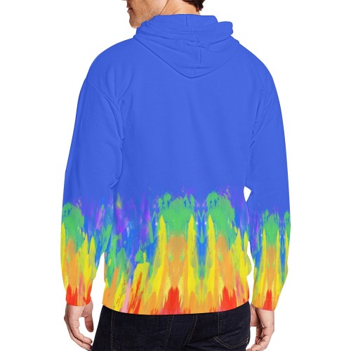 Abstract Paint Flames Blue All Over Print Full Zip Hoodie for Men (Model H14)