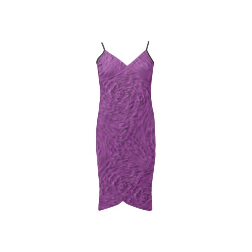 Deep Purple Satin Spaghetti Strap Backless Beach Cover Up Dress (Model D65)
