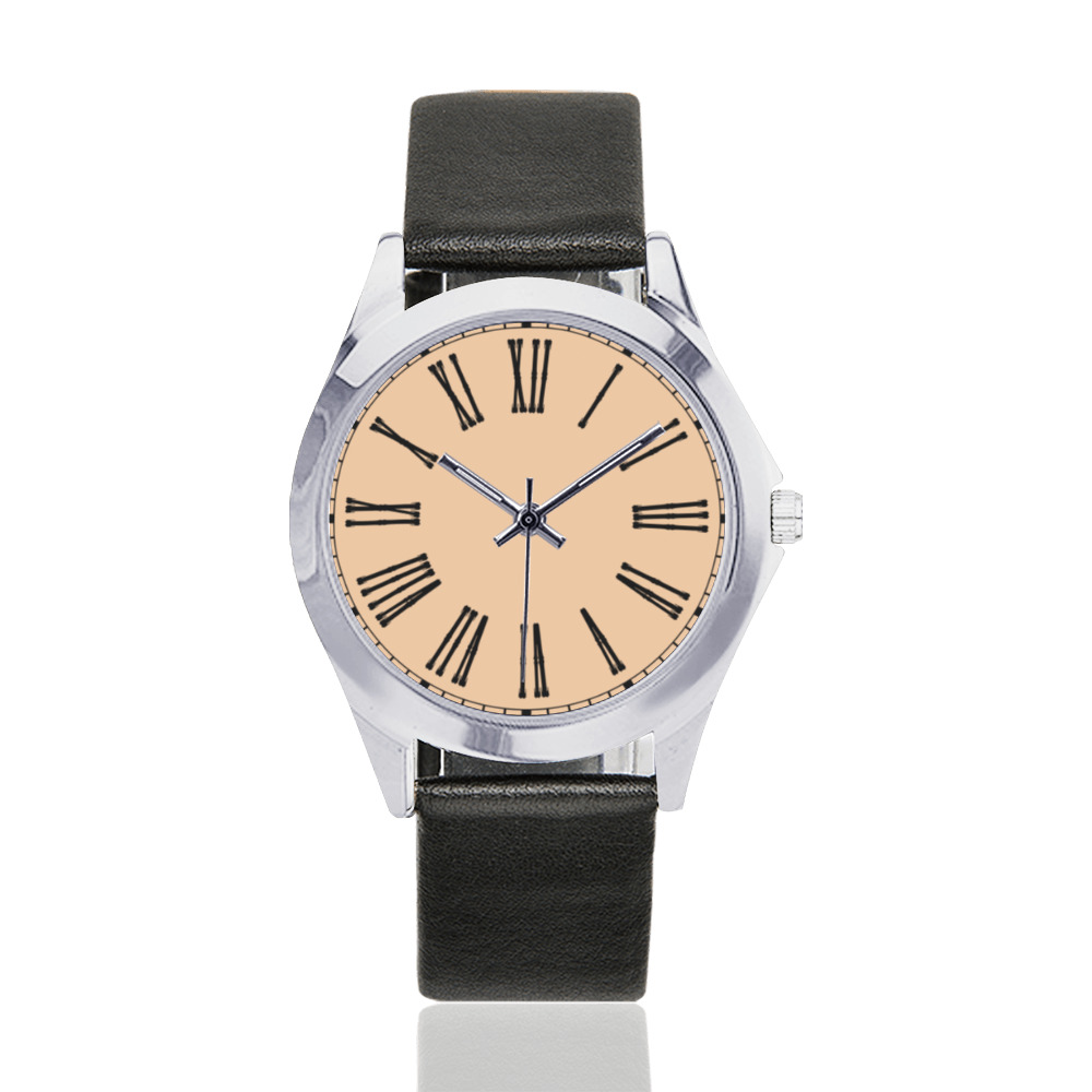 SUMMER Unisex Silver-Tone Round Leather Watch (Model 216)