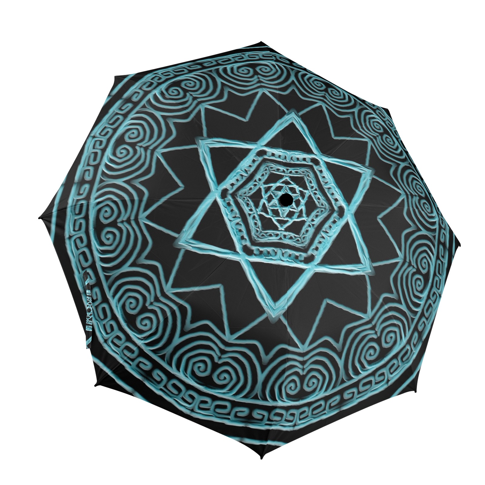 mandala 3D-8 turquoise Semi-Automatic Foldable Umbrella (Model U12)