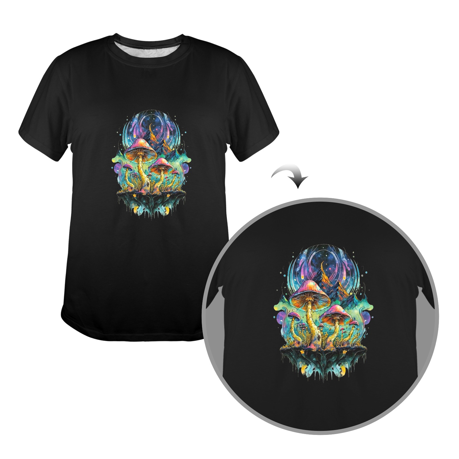 Mushroom Universe Women's Glow in the Dark T-shirt (Front Printing)