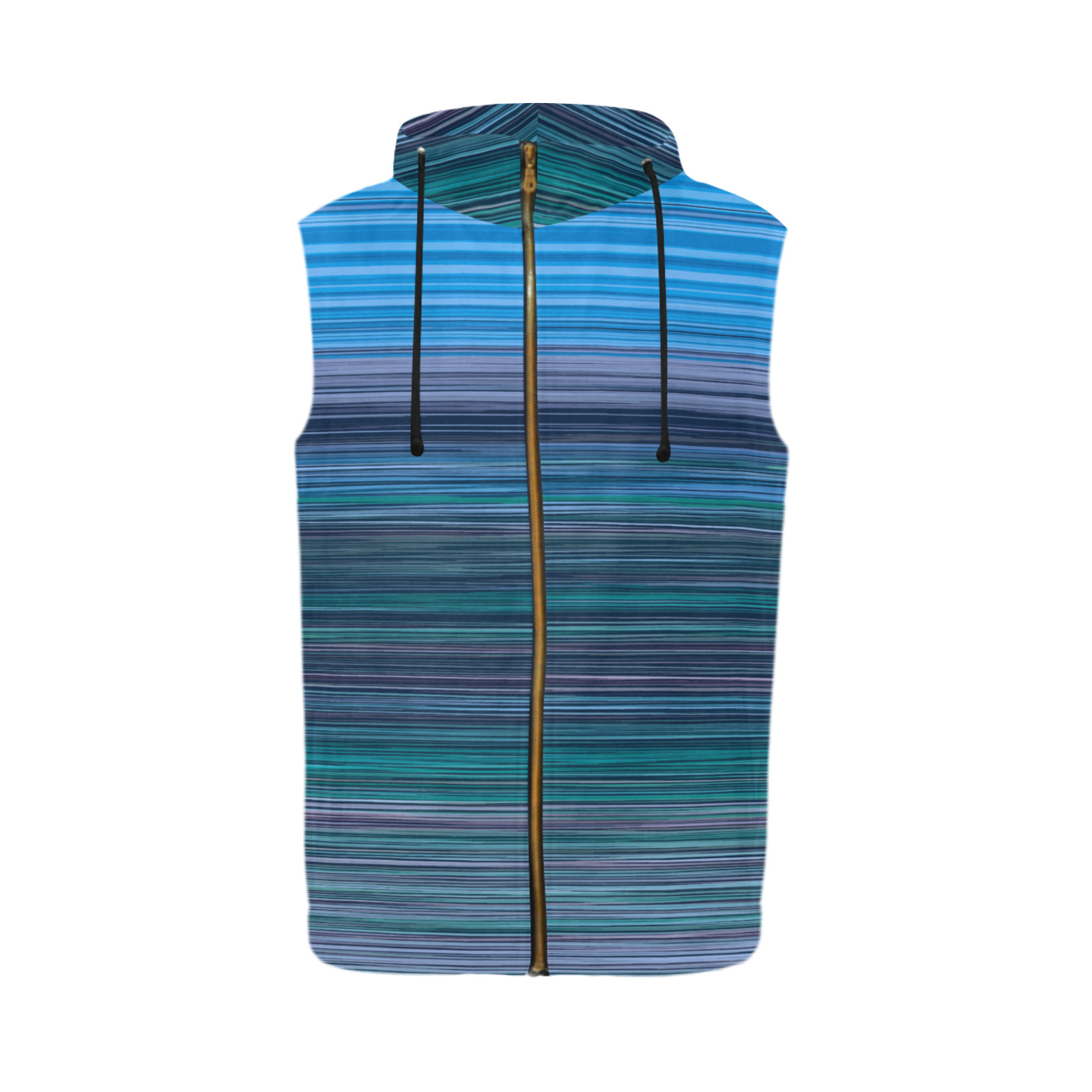 Abstract Blue Horizontal Stripes All Over Print Sleeveless Zip Up Hoodie for Men (Model H16)