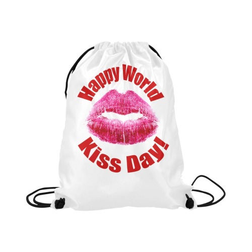 Happy World Kiss Day! Large Drawstring Bag Model 1604 (Twin Sides)  16.5"(W) * 19.3"(H)