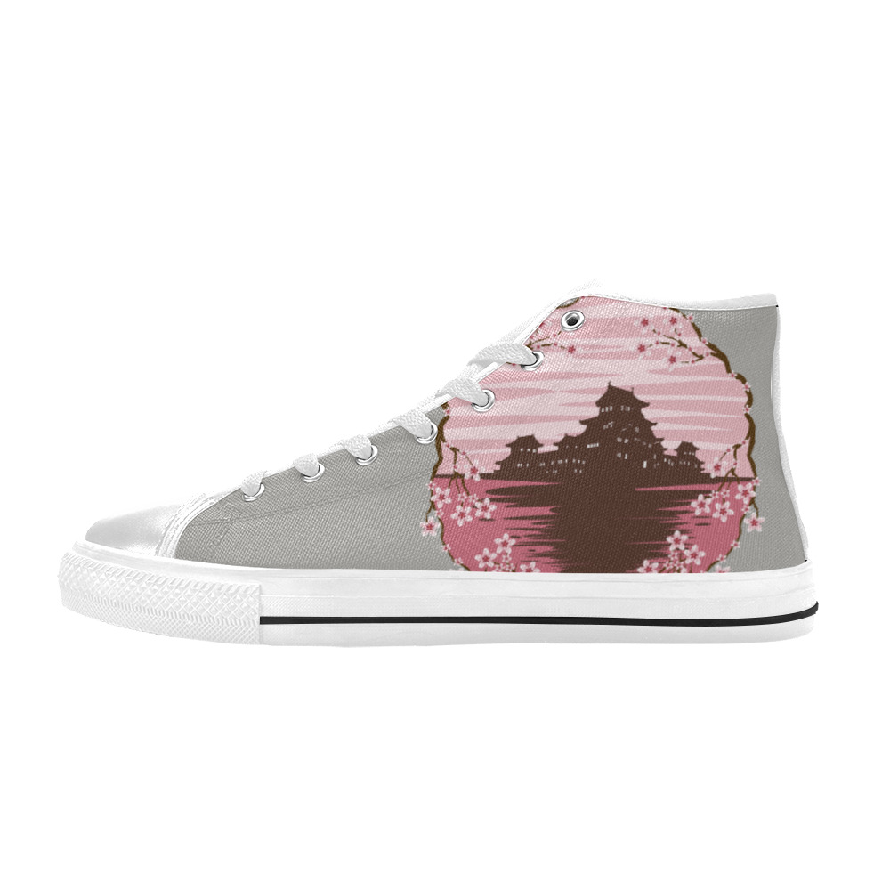 Pink Blossom Women's Classic High Top Canvas Shoes (Model 017)