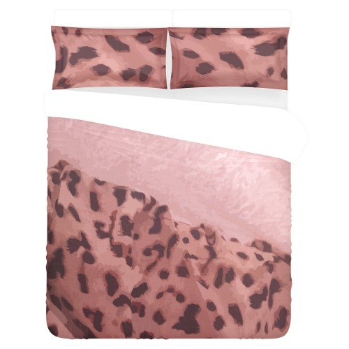pink spotted jaguar style 3-Piece Bedding Set