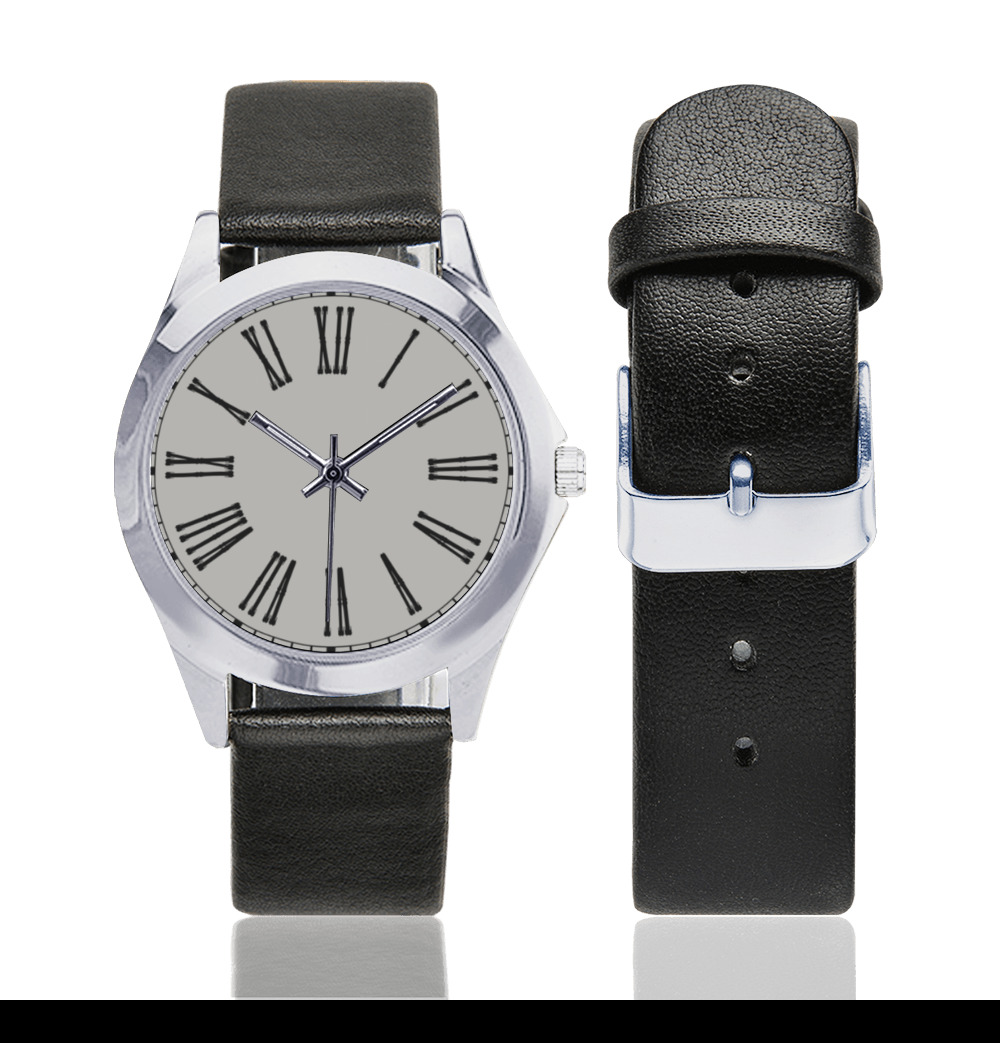 PICNIC Unisex Silver-Tone Round Leather Watch (Model 216)