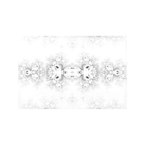 Snowy Winter White Frost Fractal Placemat 12’’ x 18’’ (Set of 6)