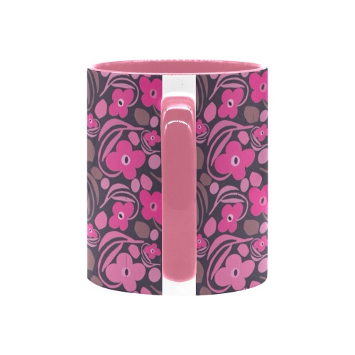 Retro pink floral Custom Inner Color Mug (11oz)