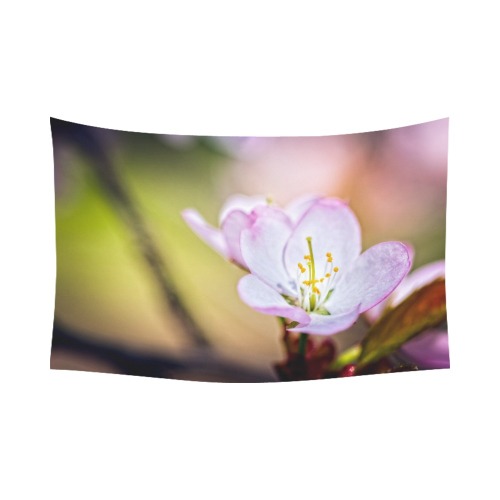 Splendid sakura Japanese cherry blossom flower. Polyester Peach Skin Wall Tapestry 90"x 60"