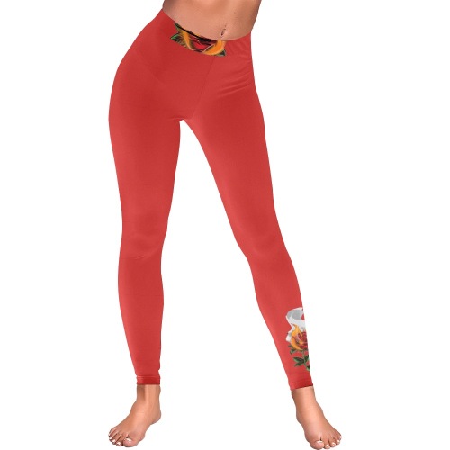 Aromatherapy Apparel Graphic Low Rise Leggins Red Women's Low Rise Leggings (Invisible Stitch) (Model L05)