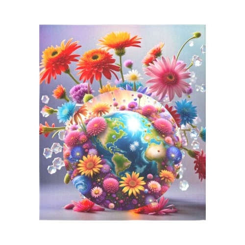 Planet Earth Cotton Linen Wall Tapestry 51"x 60"
