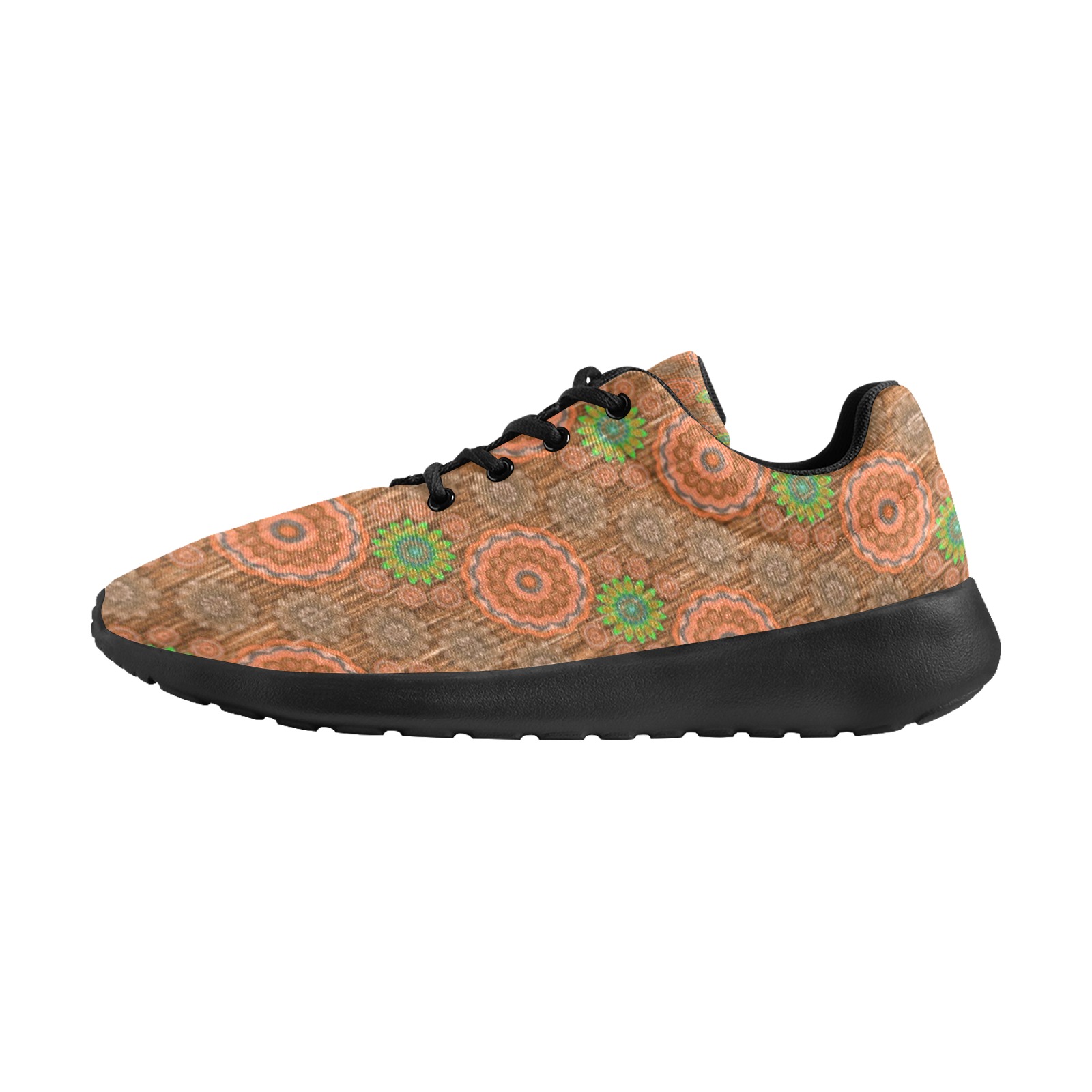 The Orange floral rainy scatter fibers textured Men's Athletic Shoes (Model 0200)