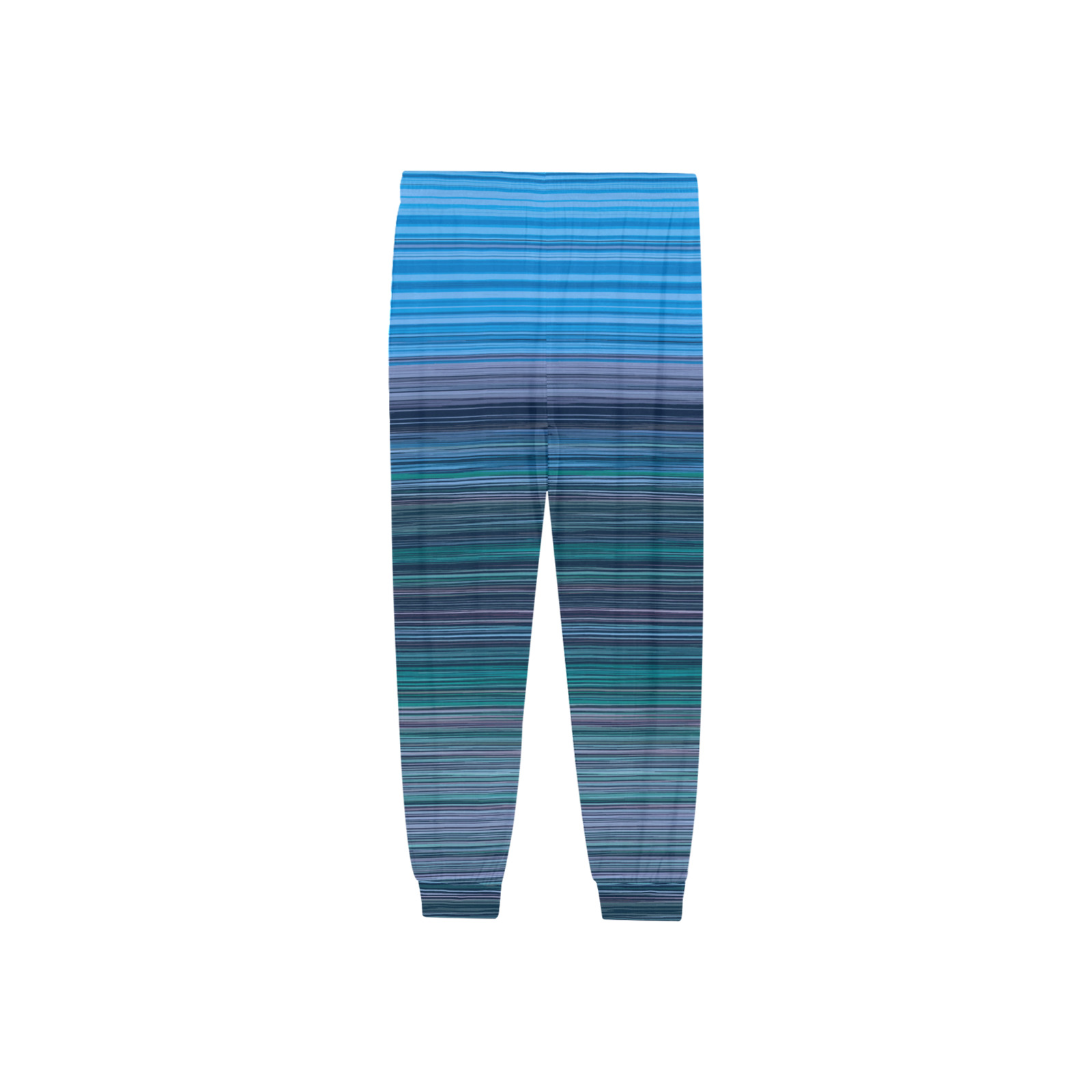 Abstract Blue Horizontal Stripes Men's Pajama Trousers with Custom Cuff