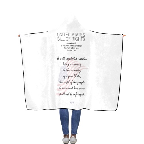USA Bill Of Rights Second Amendment Arms Weapons Flannel Hooded Blanket 56''x80''
