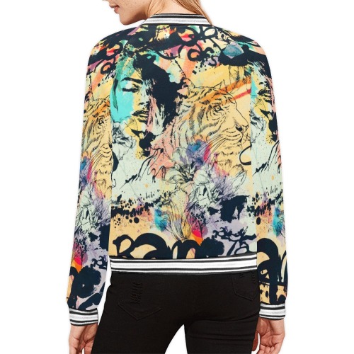 Graffiti-colorful All Over Print Bomber Jacket for Women (Model H21)