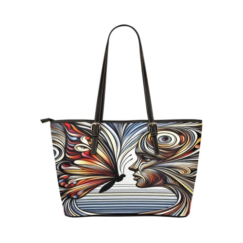 Lady Butterfly 1 Leather Tote Bag/Small (Model 1651)