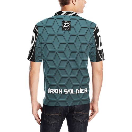 DIONIO Clothing - IRON SOLDIER POLO Shirt (Black & White) Men's All Over Print Polo Shirt (Model T55)