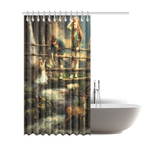Children Playing In Nature Shower Curtain 72"x84"