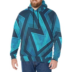 Amazing Blue Men's Long Sleeve Fleece Hoodie (Model H55)