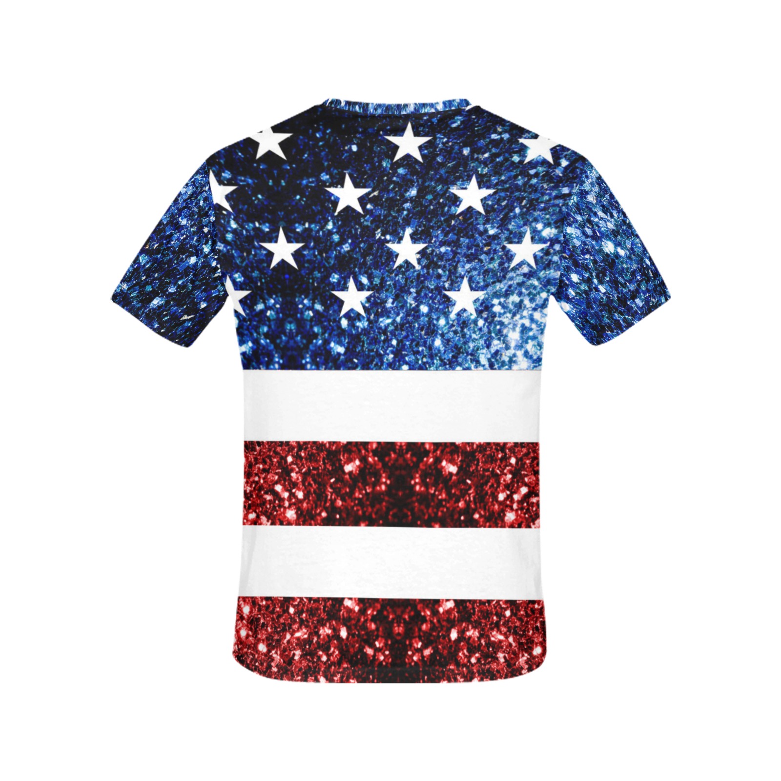 Sparkly USA flag America Red White Blue faux Sparkles patriotic bling 4th of July All Over Print T-Shirt for Women (USA Size) (Model T40)