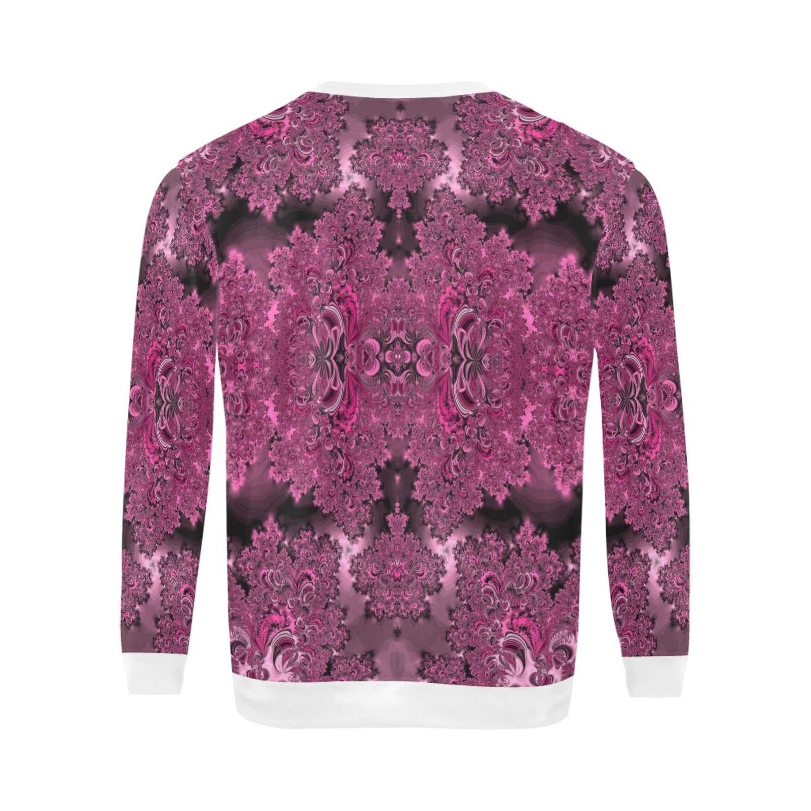 Pink Azalea Bushes Frost Fractal All Over Print Crewneck Sweatshirt for Men (Model H18)