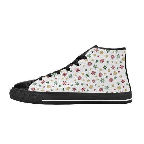Snowflake Print Women's Classic High Top Canvas Shoes (Model 017)