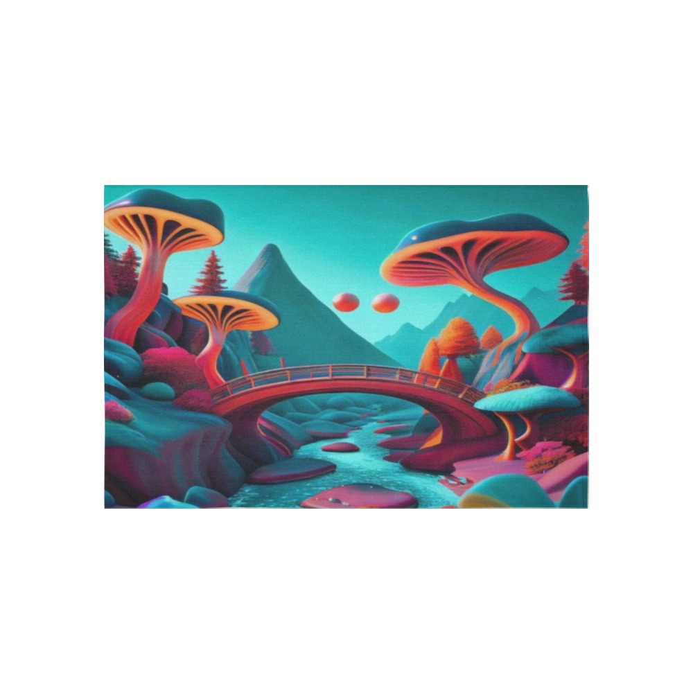 psychedelic landscape 2 of 4 Cotton Linen Wall Tapestry 60"x 40"