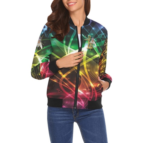 Flex Collectable Fly All Over Print Bomber Jacket for Women (Model H19)