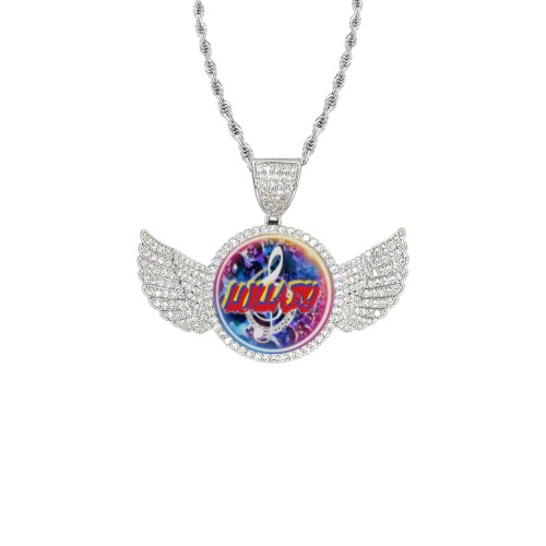 Lullaby Silver Wings Silver Photo Pendant with Rope Chain