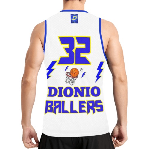 DIONIO Clothing - Dionio Ballers Basketball Jersey #32 (White & Blue) All Over Print Basketball Jersey