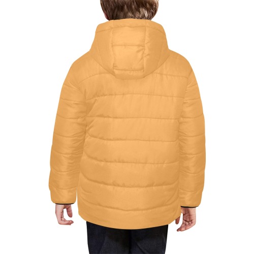 color butterscotch Kids' Padded Hooded Jacket (Model H45)