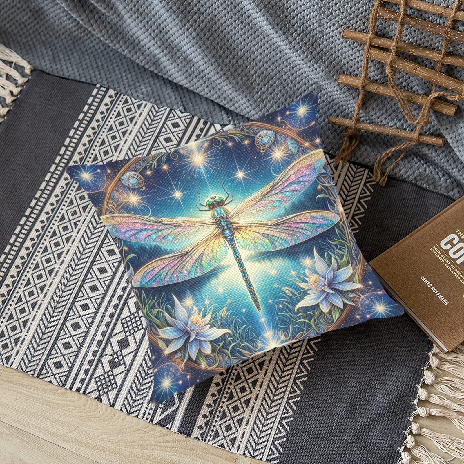 Dragonfly Sparkle Linen Zippered Pillowcase 18"x18"(Two Sides)