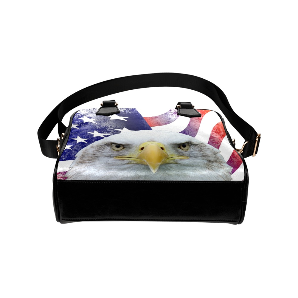 American Flag and Bald Eagle Shoulder Handbag (Model 1634)