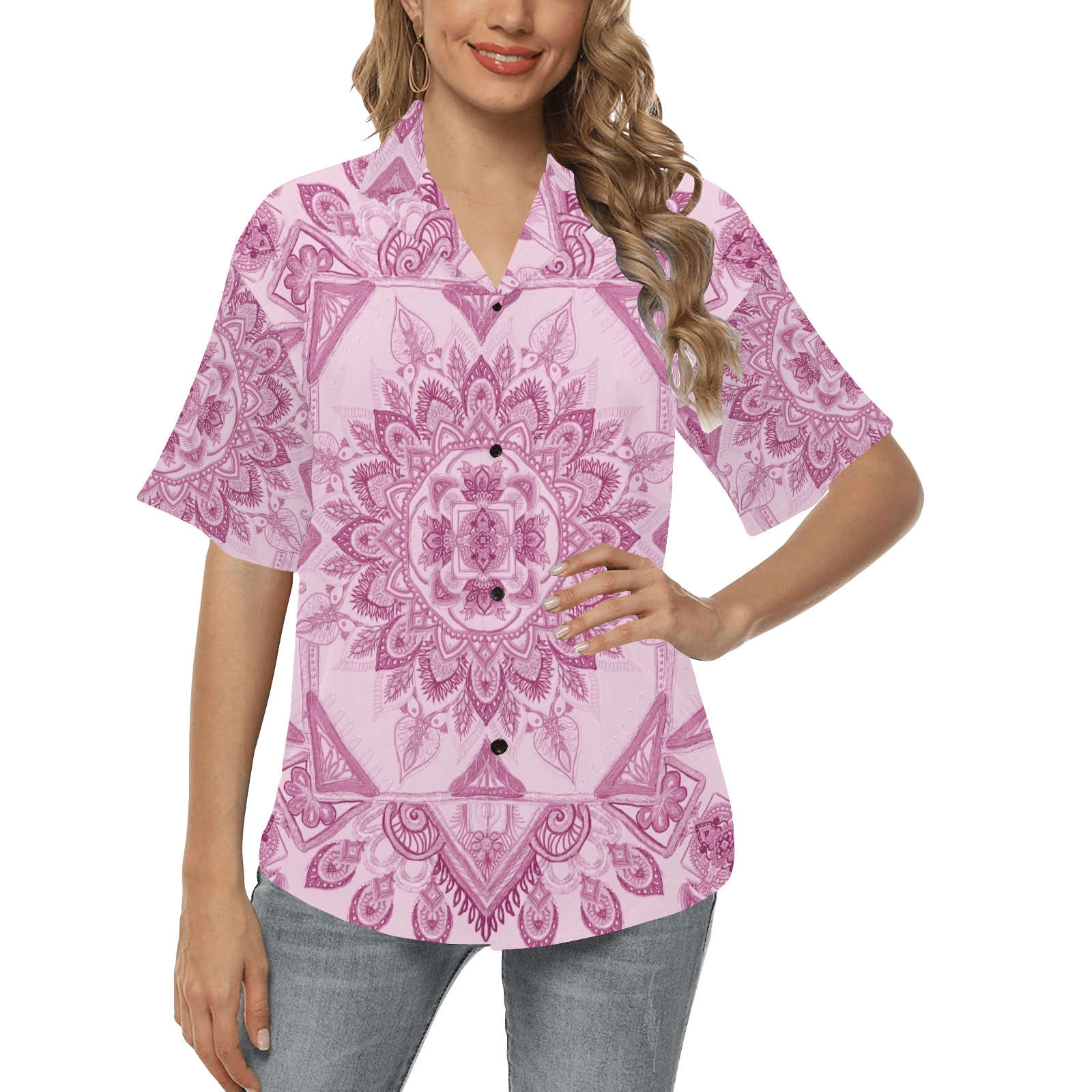 indian 2 All Over Print Hawaiian Shirt for Women (Model T58)
