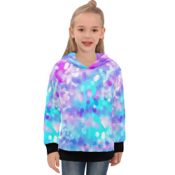 Purple And Blue Bokeh 7518 Big Girls' Long Sleeve Hoodie (Model H57)